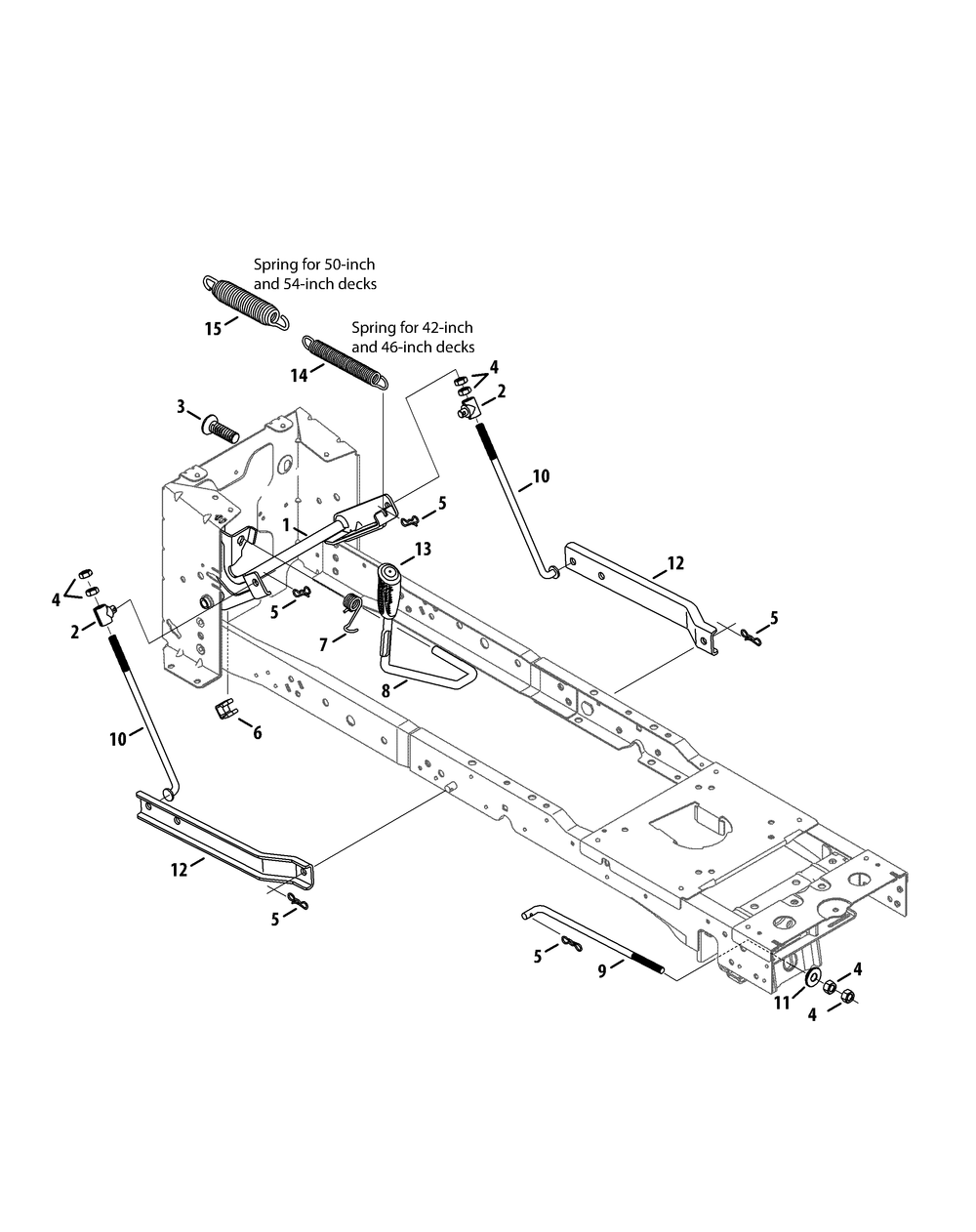 Deck Lift Diagram and Parts List for XT2-LX42KH (13APA1CS010-13WPA1CS010)(2015) Cub Cadet Lawn Tractor